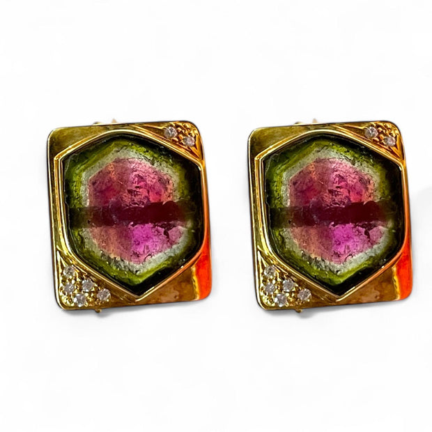 Watermelon Sapphire Cufflinks in 18K Yellow Gold