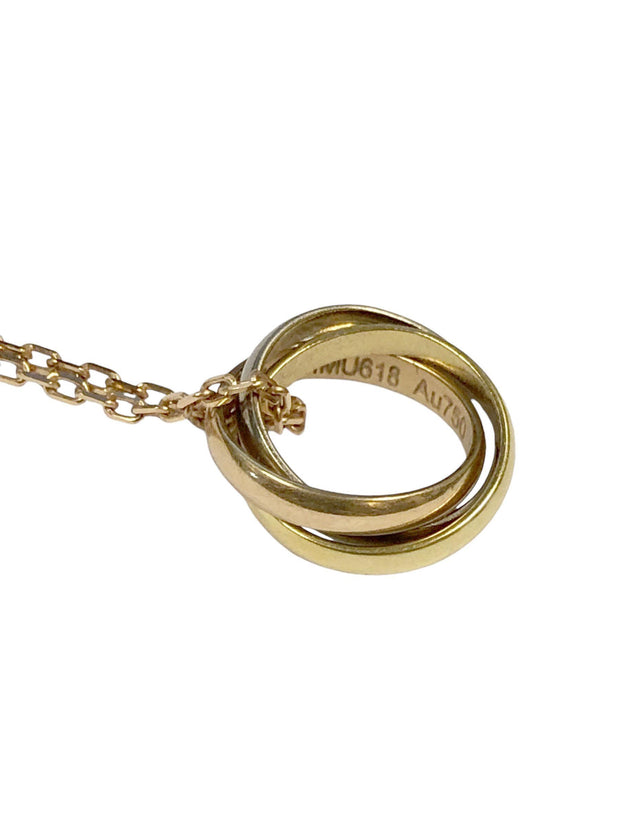 Cartier 18k Gold Multicolor Trinity Ring Pendant Necklace