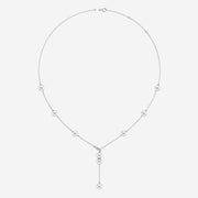 Cultured Freshwater Pearl and 1/8 Total Carat Weight Natural Diamond Lariat Fashion Necklace