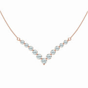 Chevron Fashion Necklace with 2.15 Total Carat Weight Round Lab Grown Diamond