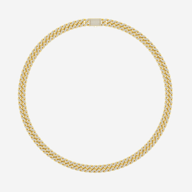 Cuban Link Fashion Necklace with 5.89 Total Carat Weight Round Lab Grown Diamond