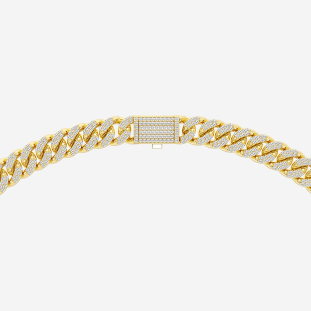 Cuban Link Fashion Necklace with 5.89 Total Carat Weight Round Lab Grown Diamond