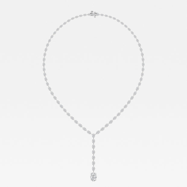 Oval Lab Grown Diamond Lariat Tennis Necklace - 17 Total Carat Weight