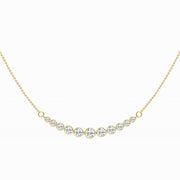 Curved Center Fashion Necklace - Round Lab Grown Diamond - 1 - 2 Total Carat Weight