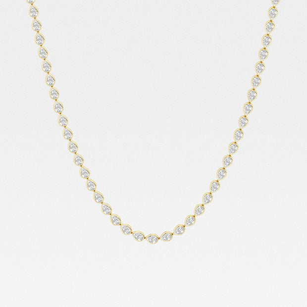 East West Bezel Set Tennis Necklace with 12.5 Total Carat Weight Pear Lab Grown Diamond