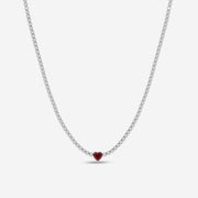Heart Shaped Created Ruby and 6.60 Total Carat Weight Round Lab Grown Diamond Fashion Necklace