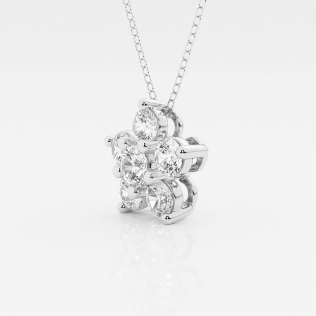 1.50 Total Carat Weight Round Lab Grown Diamond Flower Fashion Pendant with Adjustable Chain