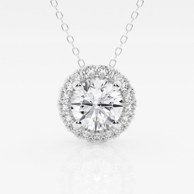 0.60- 2.32 Total Carat Weight  Round Lab Grown Diamond Halo Pendant with Adjustable Chain