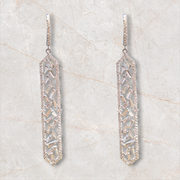 18K White Gold Diamond Long Earrings