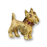 Elegant Gold Terrier Pendant-Brooch Ruby Collar