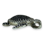 Sparkling Turtle Pendant with Black and White Diamonds