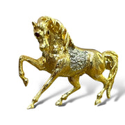 Majestic 14K Gold Horse Brooch with Ruby and Diamond Accents