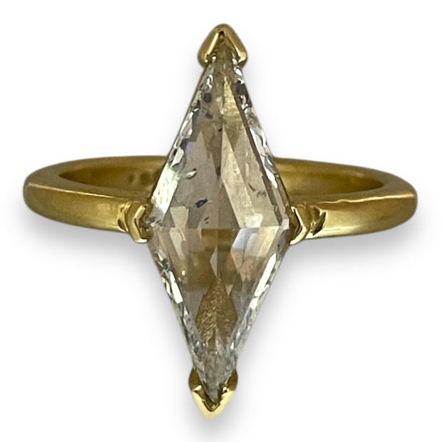 18K Gold GIA Certified 2.02ct Lozenge-Cut Diamond Ring