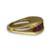 Elegant 14K Yellow Gold Ruby and Diamond Ring