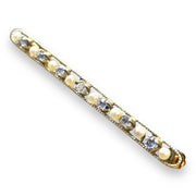 Antique Edwardian seed pearl sapphire diamond bar Brooch In Yellow Gold