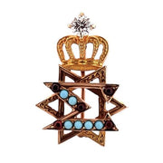 10K Delta Sigma Turquoise & Garnet Star of David Fraternity Pin