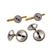 Rare Exquisite 18k Yellow Gold & Platinum Natural Diamond Tuxedo Set Cufflinks