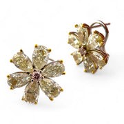 12.72 Carat Flower 18K "Rêves de Marguerite" Natural Fancy Color Diamond Earing