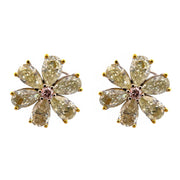 12.72 Carat Flower 18K "Rêves de Marguerite" Natural Fancy Color Diamond Earing