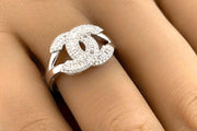 Exquisite 14K White gold 0.41 TCW Double CC Diamond Ring