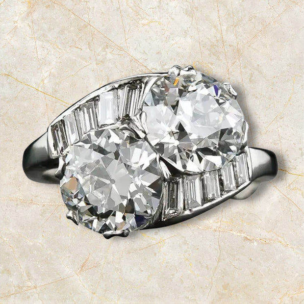 Twin Natural Diamond Ring in Platinum