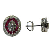 14K White Gold Diamond and Ruby Stud Earrings