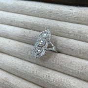 Antique 18K White Gold Rose-Cut Diamond Ring