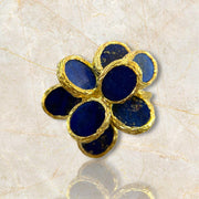 Golden Blossom: 18K Yellow Gold Matte Lapis Flower Design Ring