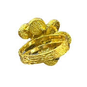 Golden Blossom: 18K Yellow Gold Matte Lapis Flower Design Ring