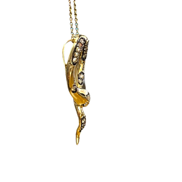Enchanted Serpent: 14K Yellow Gold Diamond Snake Necklace