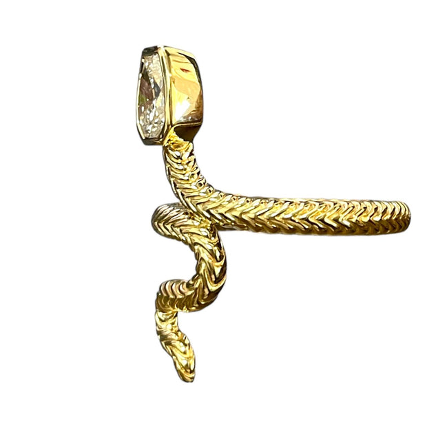 Limited Edition 18K Yellow Gold GIA Certified Natural Diamond Snake Ring