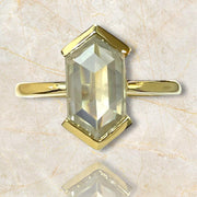 Unique 18K Yellow Gold Hexagonal 2.35 Carats Diamond Ring