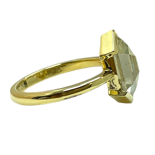 Unique 18K Yellow Gold Hexagonal 2.35 Carats Diamond Ring