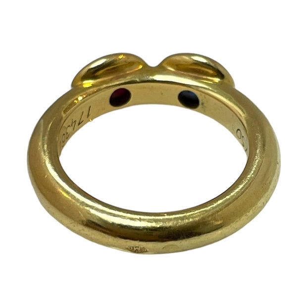 18K Yellow Gold Chaumet Paris Oval Ruby and Sapphire Ring