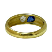 18K Yellow Gold Dome Ring with Diamond and Sapphire