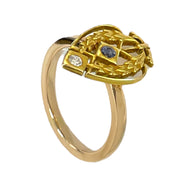 14K Vintage Sapphire and Diamond Heart Design Ring