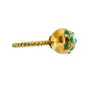 Exquisite 18K Yellow Gold Ball Turquoise Ring with Rope Band Design