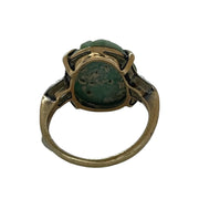 Beautiful 10K H. Rosenthal Carved Jade Ring
