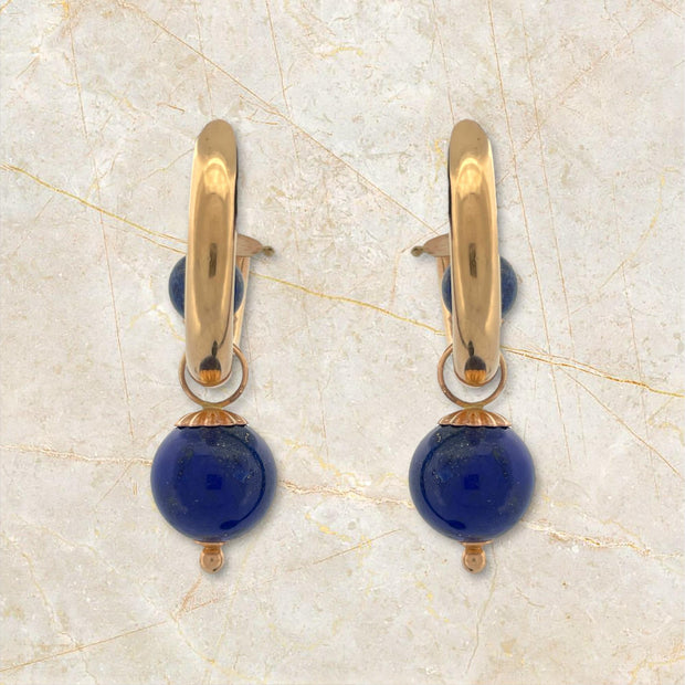 Elegant 14K Gold Convertible Dangle Earrings with Lapis Lazuli