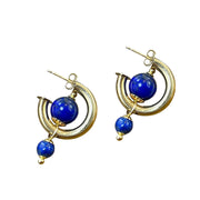 Elegant 14K Gold Convertible Dangle Earrings with Lapis Lazuli