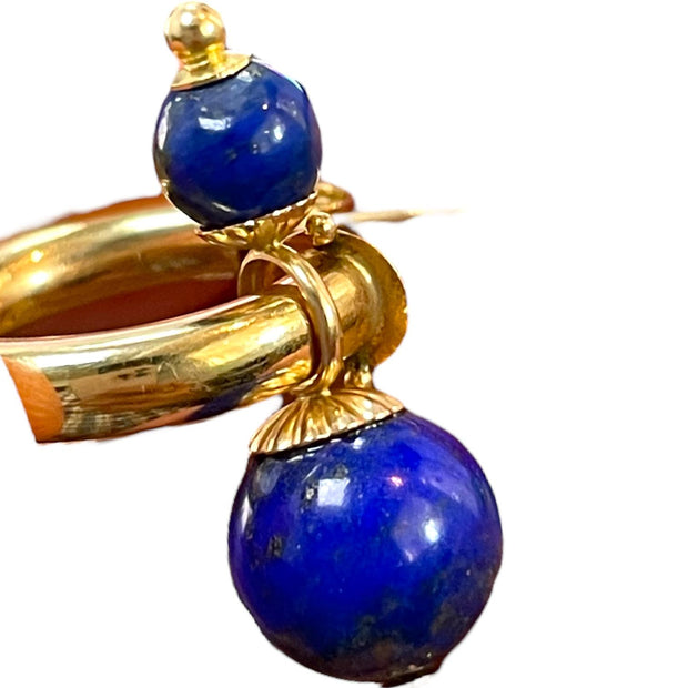 Elegant 14K Gold Convertible Dangle Earrings with Lapis Lazuli