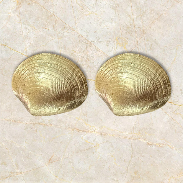 Oceanic Elegance with 14k Yellow Gold Shell Clip-On Earrings