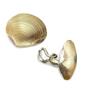 Oceanic Elegance with 14k Yellow Gold Shell Clip-On Earrings