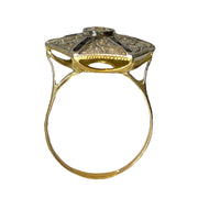 Timeless Elegance in an 18K Gold Hexagonal Diamond Sapphire Ring