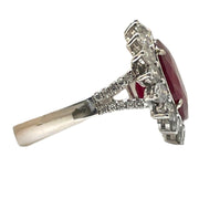 Exquisite 18K White Gold Ring with 11.51 Carat Ruby and Diamond Accent