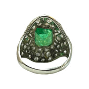 GIA Certified Colombian Emerald Art Deco Ring: A 1930s Platinum Treasure