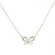 Whimsical Elegance 18K Yellow Gold Butterfly Pearl Necklace