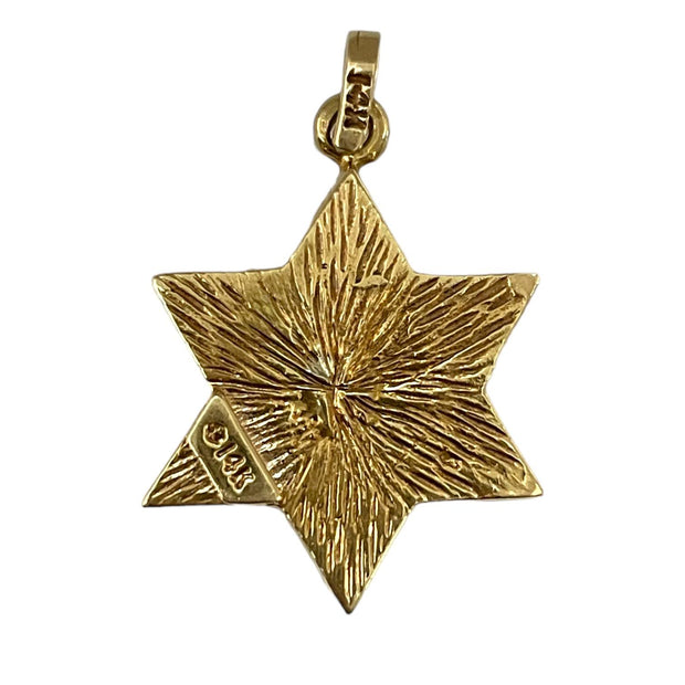 Radiant 14K Gold Star of David Pendant with Diamond Chai