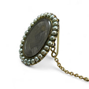 Victorian Era Mourning Brooch in 14K Gold with Pearls