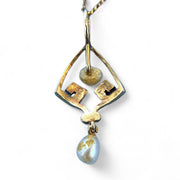 Antique 10K Yellow Gold and Pearl Pendant